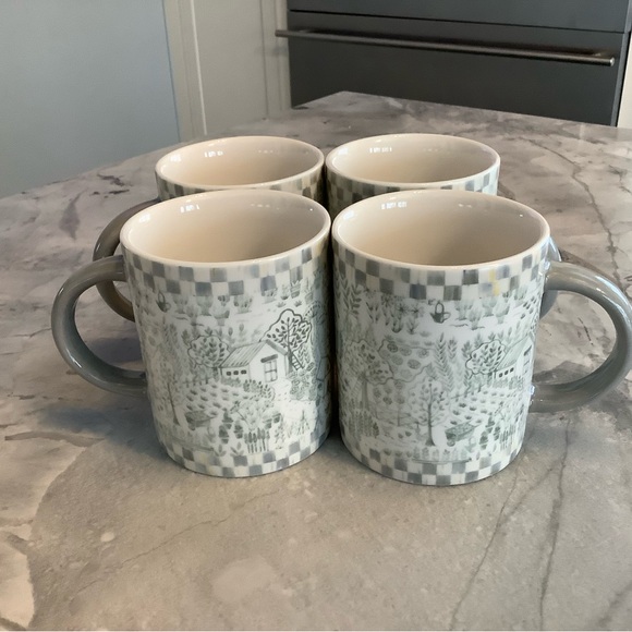 🆕MacKenzie-Childs Sterling Cottage Mugs Set of 4 - Picture 2 of 11